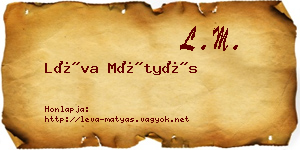 Léva Mátyás névjegykártya